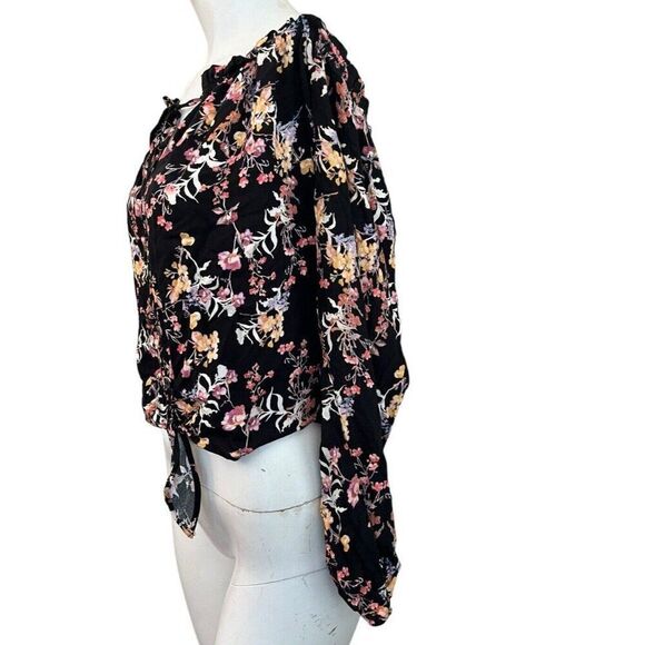 Womens Medium Multicolor Boho Floral Off the Shoulder Blouse Crop Top Jolt NWT - Picture 3 of 7